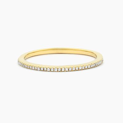 Item Hot 18K emas dilapisi Half Eternity 925 Sterling Perak Wanita Band Cincin