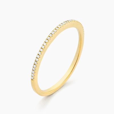 Item Hot 18K emas dilapisi Half Eternity 925 Sterling Perak Wanita Band Cincin