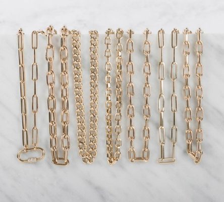18K Plated Emas Besar Klip Kertas 925 Sterling Perak Oval Rantai Kalung dengan OEM