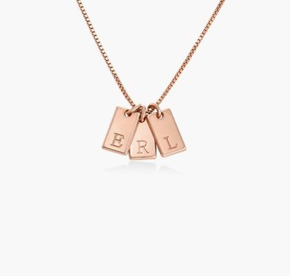 Baguette 18K Emas diisi Pendant pribadi buatan tangan Kuningan Pendant Kalung