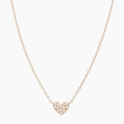Heart Pave Putih CZ Wanita Lapisan 925 Sterling Perak Kalung