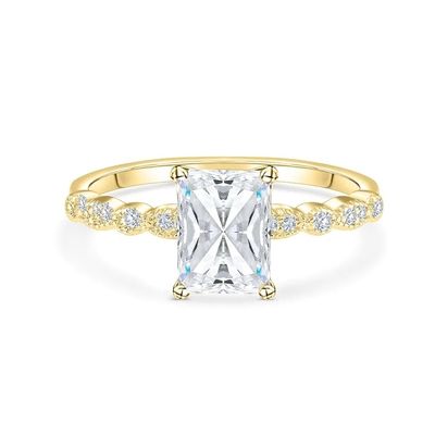 Vintage Handmade 18K Gold Baguette Cut Stone Cincin Pertunangan Gaya Vintage untuk Wanita