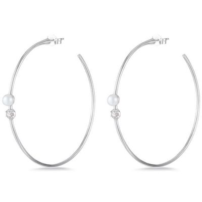 925 Sterling Silver Hoop Earrings 4mm-4.5mm Earrings Pearl Air Tawar