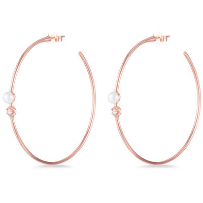 925 Sterling Silver Hoop Earrings 4mm-4.5mm Earrings Pearl Air Tawar