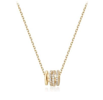Micron Pave Cubic Zirconia Pendant 18K Gold Circle Kalung Untuk Wanita