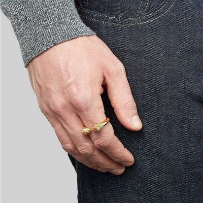 Ringan Kepala Singa Pria 18K Emas Ukuran 5 - Ukuran 10 Kuningan