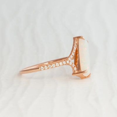 Baguette Cut Opal Snow Track Ring Ukuran 4 Ukuran 10 925 Perak Sterling Ring