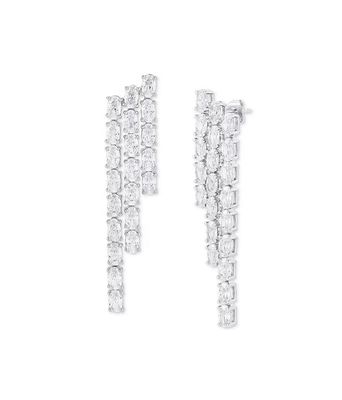 Oval Tenis Putih Kubik Earrings Zircon Untuk Wanita Perhiasan Mewah