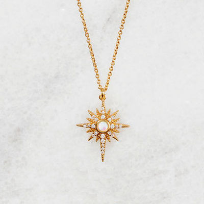 Opal Gold Plated Starburst Pendant Kalung 925 Starburst Kalung Perak