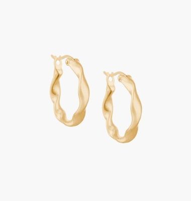 Earrings Fashion Custom tebal 18 emas dilapisi Gelombang Stainless Steel Hoops