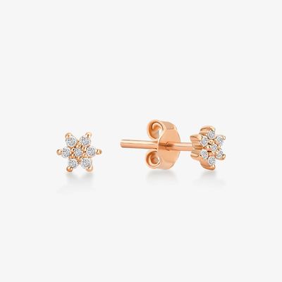 925 Sterling Silver Handcrafted 18K Gold Plated Hanya Putih CZ Bunga Magnetic Earring