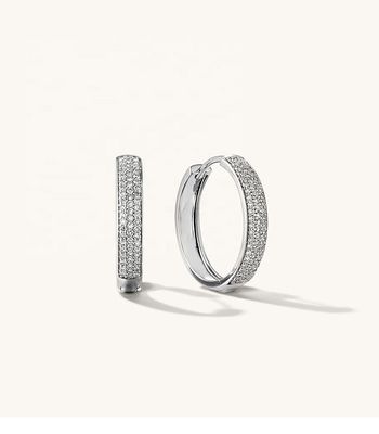 18K Plating Emas Micron Pave Huggies 925 Sterling Perak Wanita Earrings