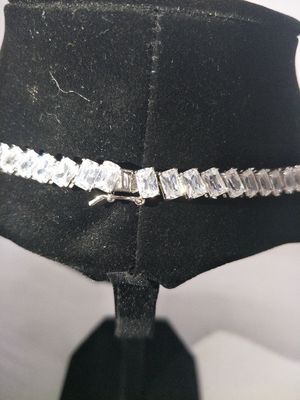 Rhodium Plated Bling Bling Pendant 16in Putih Tenis Kalung
