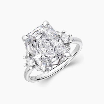 18K emas dilapisi Batu Utama CZ Vintage Pernikahan 925 Sterling Perak Cincin untuk Gadis