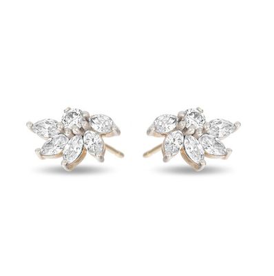 925 Earrings Silver Flower Stud OEM CZ Earrings Gold Plated Stud
