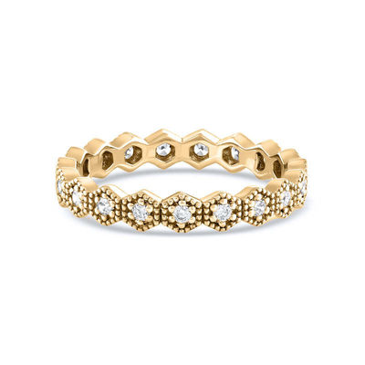 Trendy Eternity Geometric Shape Cubic Zirconia Stackable Ring Band untuk Wanita