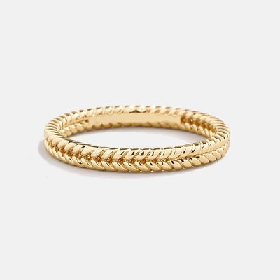 Perhiasan halus 18K emas dilapisi 925 Sterling Silver Wheat Ring untuk Wanita