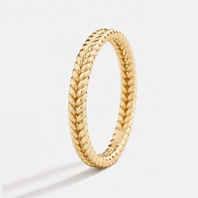 Perhiasan halus 18K emas dilapisi 925 Sterling Silver Wheat Ring untuk Wanita