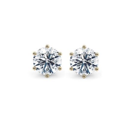 Enam Claw Putih CZ Stud Earrings 925 Sterling Perak 18K Kubik Zirconia Stud Earrings
