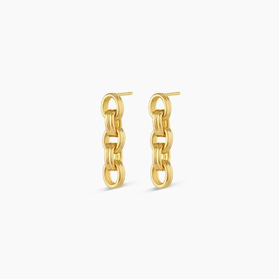 18K Emas Drop Dangle Chain Earrings Rhodium Plated Ketel tebal Earrings