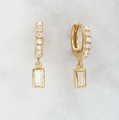 Earrings emas dilapisi 925 Sterling Perak Dangle untuk ulang tahun, pertunangan