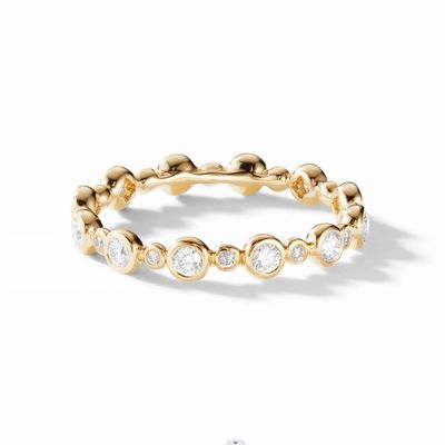 Klasik Zircon Eternity Band Perhiasan Plating Emas US Ukuran 10 Clear CZ Ring