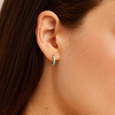 Berwarna 925 Sterling Silver Hoop Earrings 18K Gold Stacking Hoop Earrings