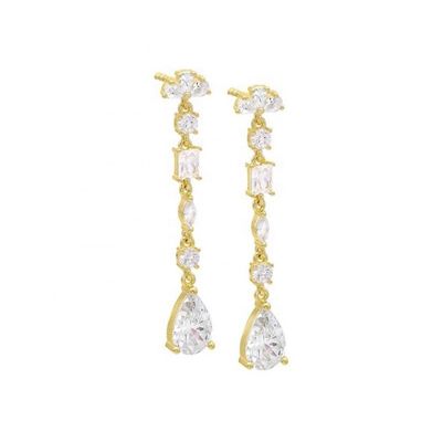 Inspirasi Agama S925 Sterling Perak Permata Earrings Drop di 18K Plating Emas
