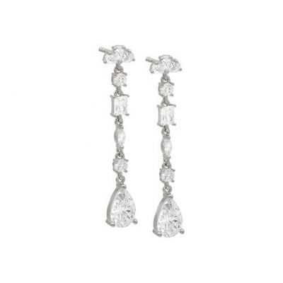 Inspirasi Agama S925 Sterling Perak Permata Earrings Drop di 18K Plating Emas