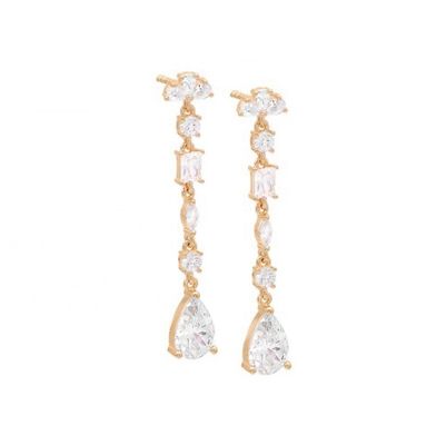 Inspirasi Agama S925 Sterling Perak Permata Earrings Drop di 18K Plating Emas