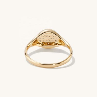OEM ODM Pria 14K Gold Signet Ring Wanita Zircon Gold Ring Disesuaikan