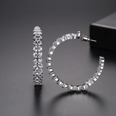 Berwarna-warni Brasil 18K Emas Hoop Earrings Oval Cut Kuningan Earrings Hoops