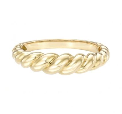 Berkualitas Baroque 14K Emas Gradient Twist 925 Sterling Perak Wanita Cincin Cornish Free Perhiasan