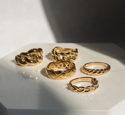 Berkualitas Baroque 14K Emas Gradient Twist 925 Sterling Perak Wanita Cincin Cornish Free Perhiasan