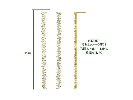 Perhiasan kustom anting-anting lain Tipe Long Silver Plating anting-anting dengan Marquis CZ Stone