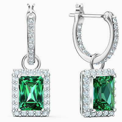 Green CZ Diamond 925 Sterling Silver Classic Hoop Earrings mewah untuk mode wanita