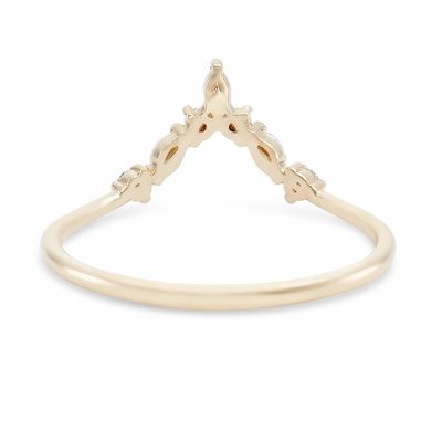 Cincin tumpukan berbentuk V dengan Around dan Marquise White CZ dalam Perak 925 Sterling