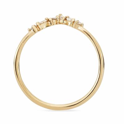Cincin tumpukan berbentuk V dengan Around dan Marquise White CZ dalam Perak 925 Sterling
