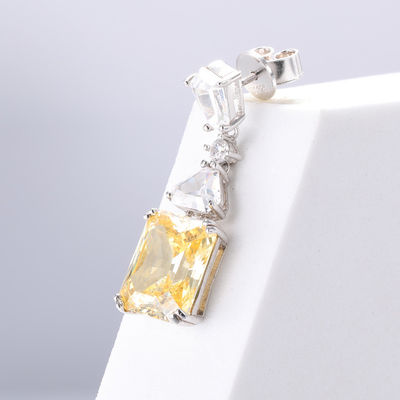 Kuning CZ Drop Earrings Putih Emas Lapisan 925 Kubik Zirconia Drop Earrings