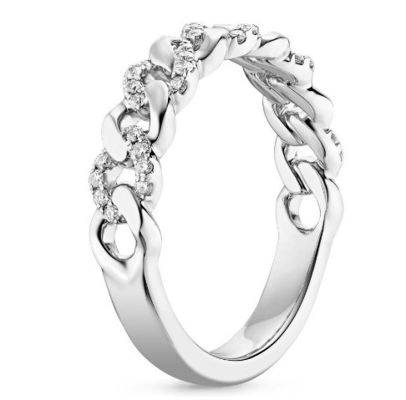 Micron Pave CZ 18K emas dilapisi stacking Chain Link 925 Sterling Perak Wanita cincin