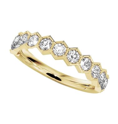 US5-US11 Honeycomb Wedding Band Plated Gold 925 Sterling Silver Ring