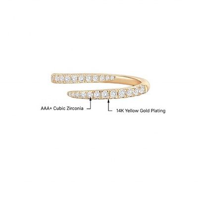 14K Plated Gold Cubic Zirconia Open Twist Eternity Band Ring ECO Friendly