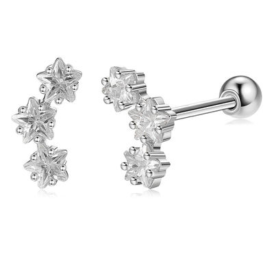 18K Gold Plated 925 Sterling Silver Star Kubic Zirconia Stud Earrings untuk Wanita Aksesoris