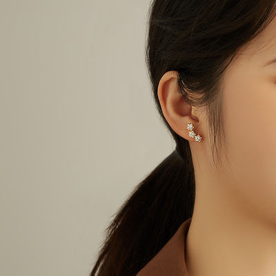 18K Gold Plated 925 Sterling Silver Star Kubic Zirconia Stud Earrings untuk Wanita Aksesoris