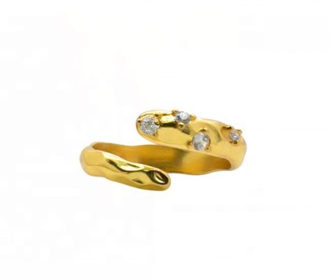 Ukuran 4-10 CZ Batu Cincin 18K Emas Open Ular 925 Sterling Perak Anjing Hewan