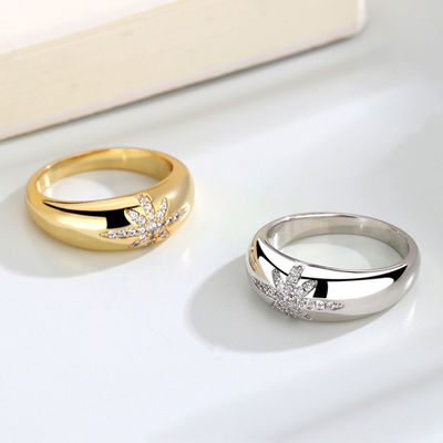 Unisex Alibaba-Online-Shopping Emas Plated Starburst Band Cincin dalam Sterling Perak 925