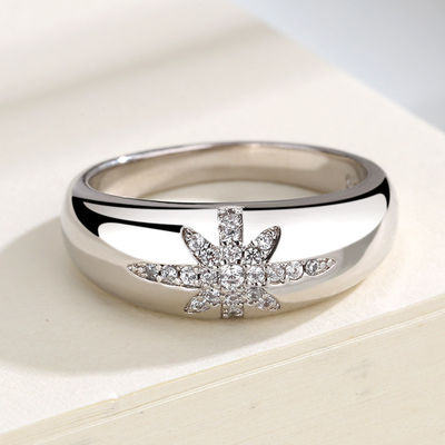 Unisex Alibaba-Online-Shopping Emas Plated Starburst Band Cincin dalam Sterling Perak 925