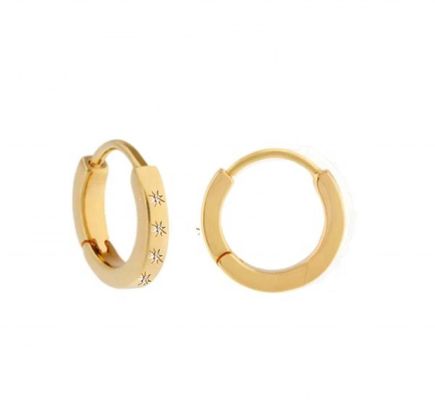 EARLINGS STYLISH 14K Gold Vermeil Star Set Diamond Hugging Hoops untuk gaya yang mudah