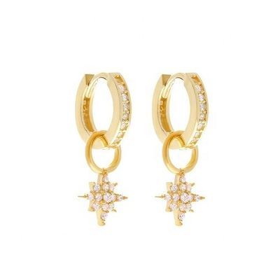 925 Sterling Silver Mini Starburst Pave CZ Huggie Earrings dengan pengiriman cepat dan aman
