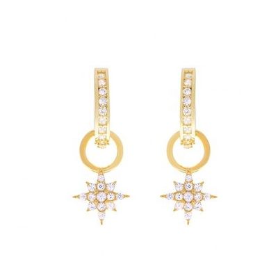 925 Sterling Silver Mini Starburst Pave CZ Huggie Earrings dengan pengiriman cepat dan aman